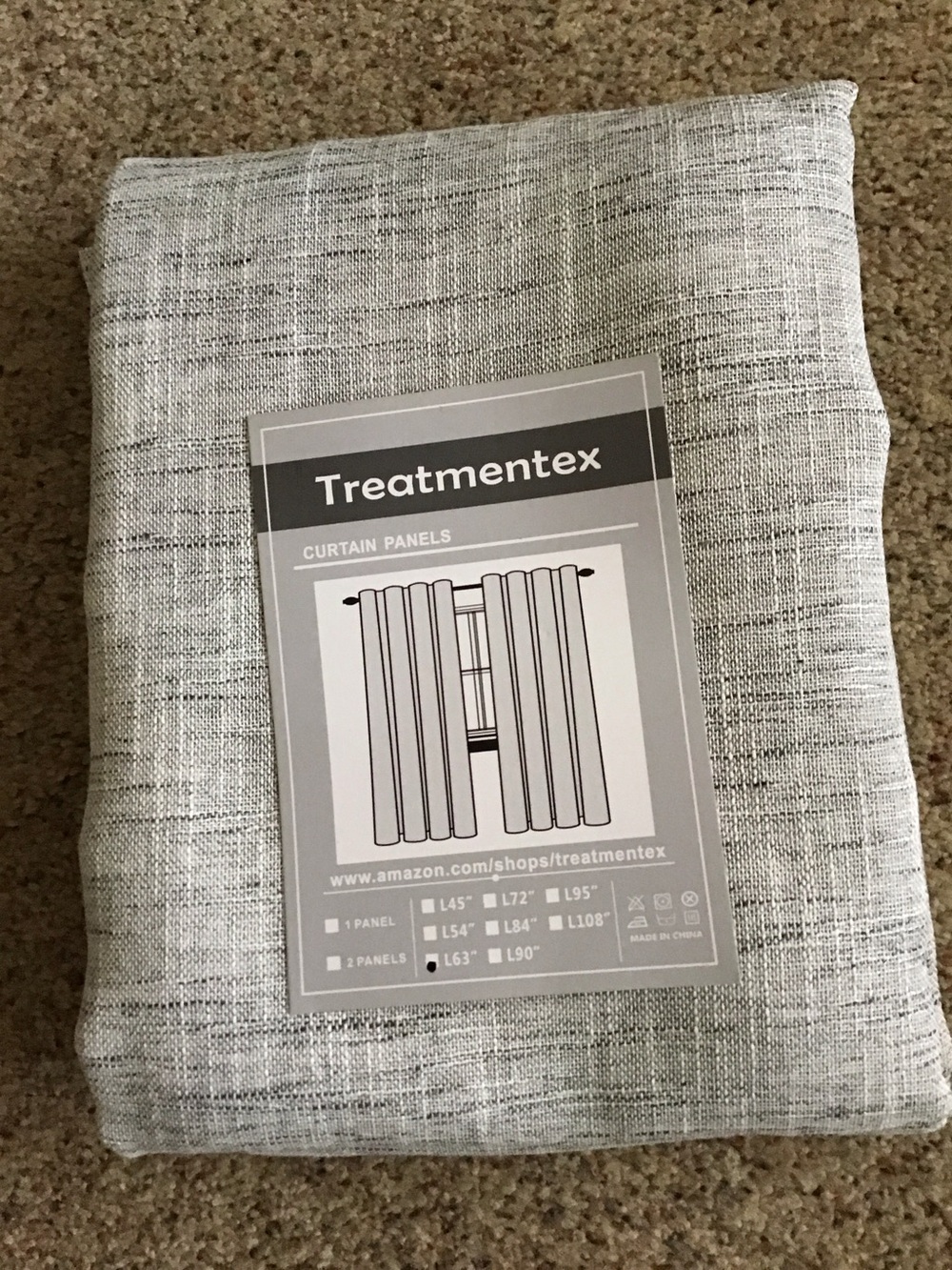 Light Gray Textured Curtain 2 Panels
